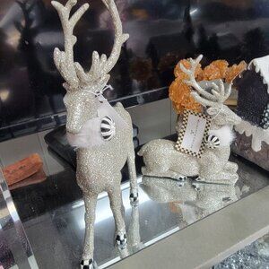 Mackenzie Childs Reindeer Stunning Silver Deer Set of 2  Sold Out NEW NWT